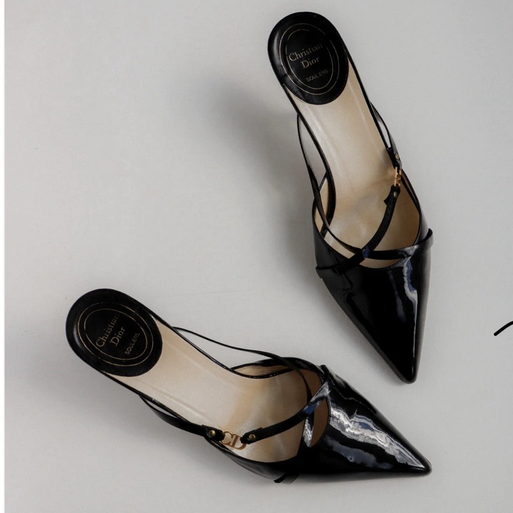 Christian Dior Vintage Black Kitten Heels With Mini L… - Gem